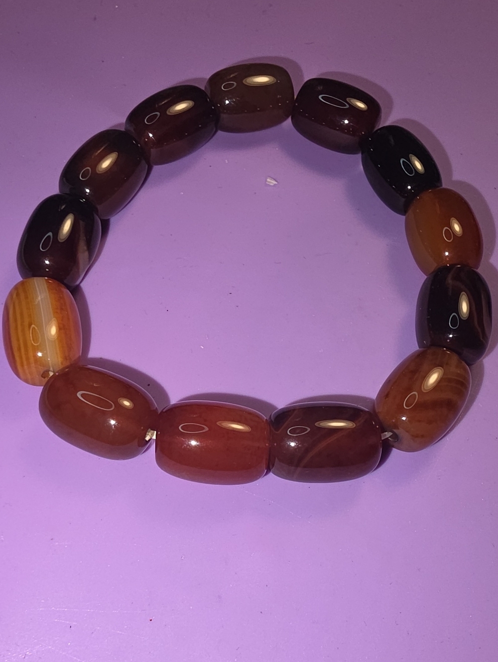 Handmade Sardonyx Bead Stretch Bracelet - Unbranded